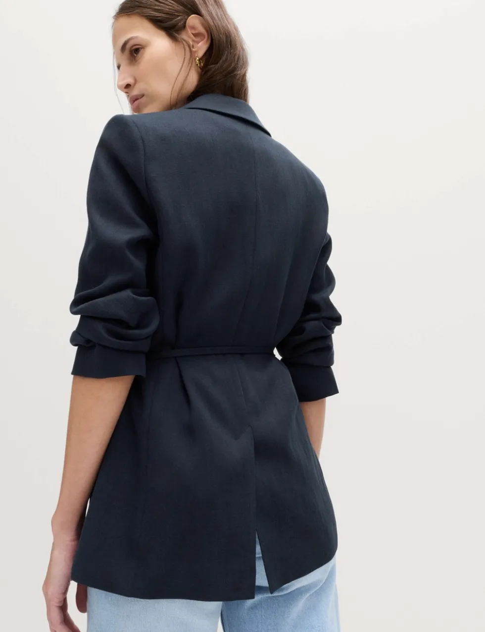 Tie Belted Blazer with Linen