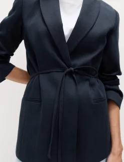 Tie Belted Blazer with Linen