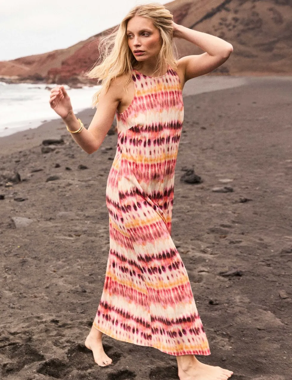 Tie Dye Round Neck Maxi Column dress