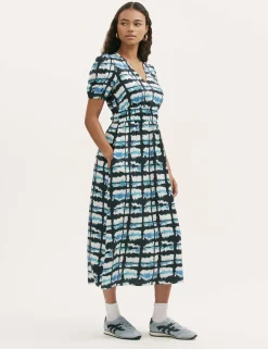 Tie Dye V-Neck Midi Waisted Dress