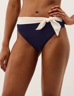 Tie Front High Waisted Bikini Bottoms