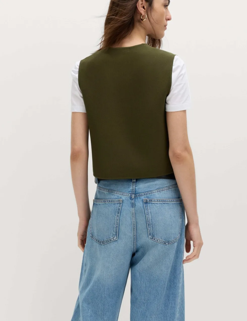 Tie Front Slim Fit Cropped Knitted Waistcoat