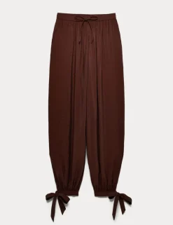 Tie Hem Drawstring Balloon Trousers