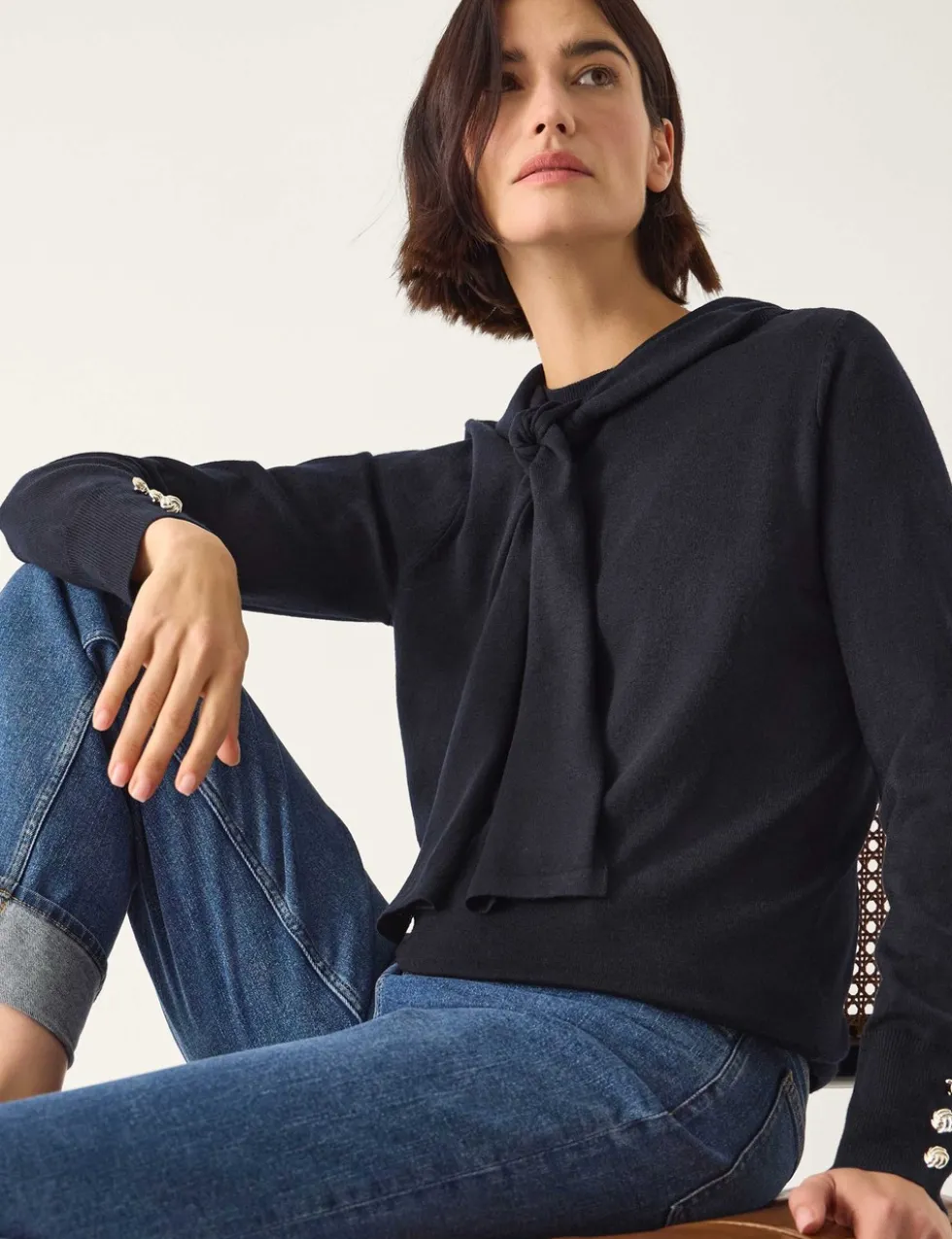 Tie Neck Button Detail Jumper
