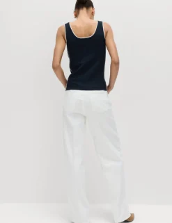 Tipped Detail Fitted Knitted Vest