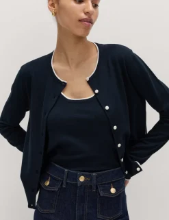 Tipped Detail Slim Fit Cardigan