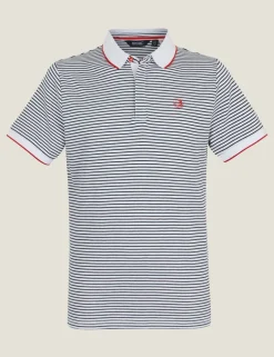Tiver Pure Cotton Striped Tipped Polo Shirt