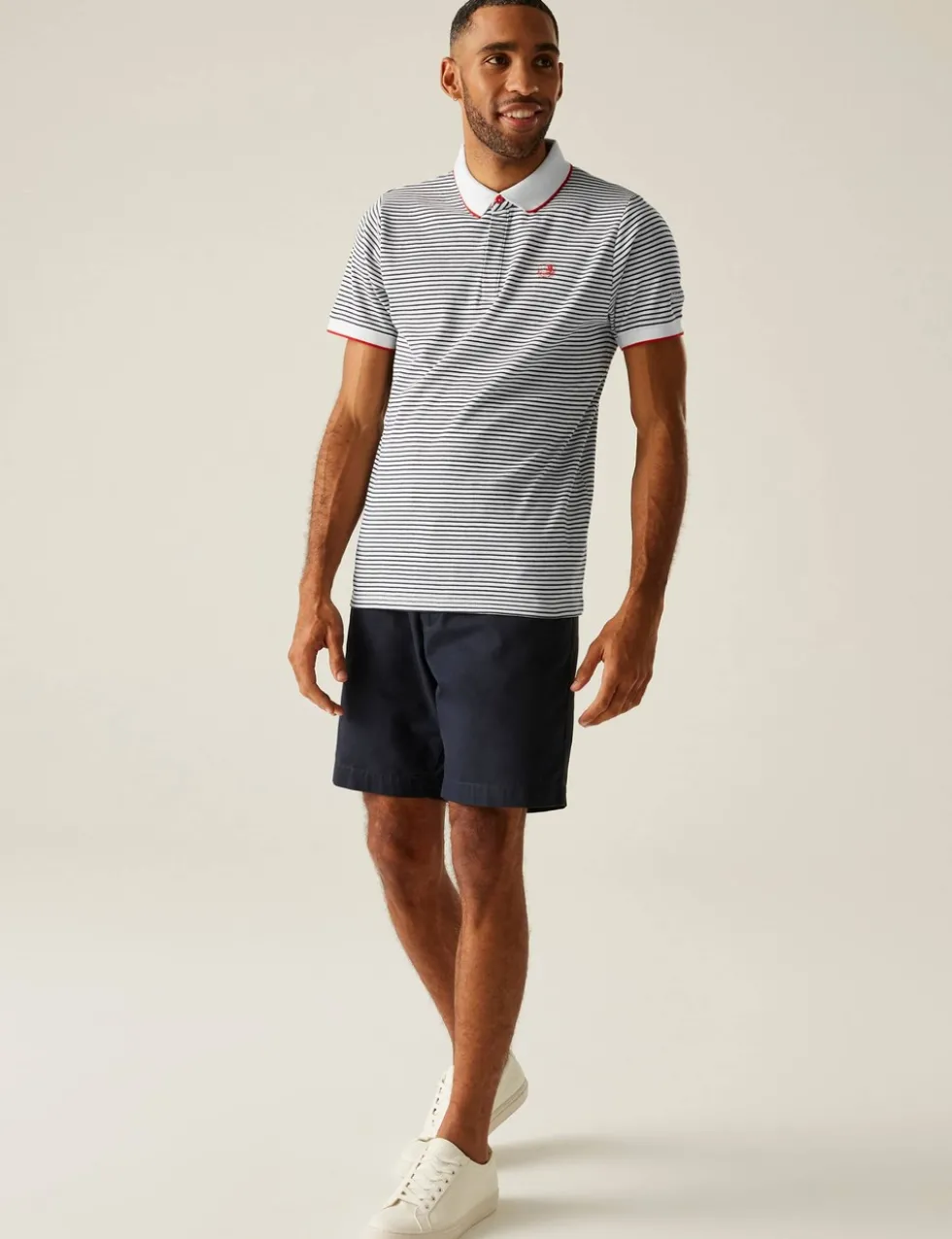 Tiver Pure Cotton Striped Tipped Polo Shirt