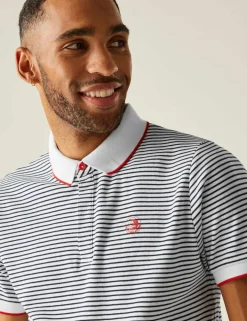 Tiver Pure Cotton Striped Tipped Polo Shirt