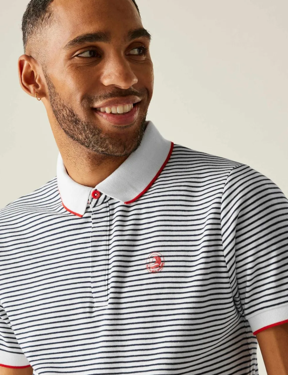 Tiver Pure Cotton Striped Tipped Polo Shirt
