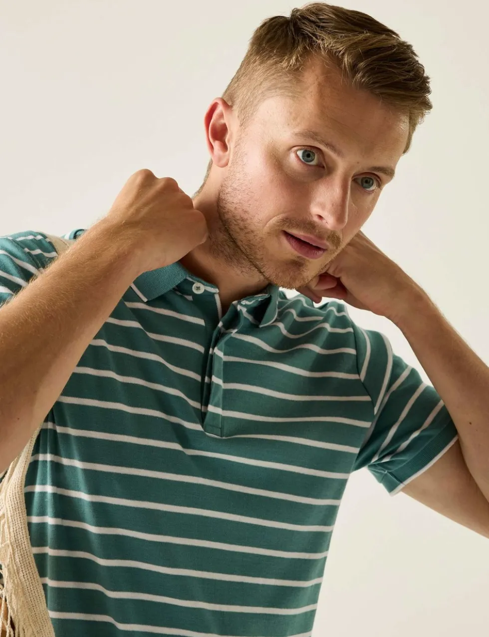 Tiver Pure Cotton Striped Polo Shirt