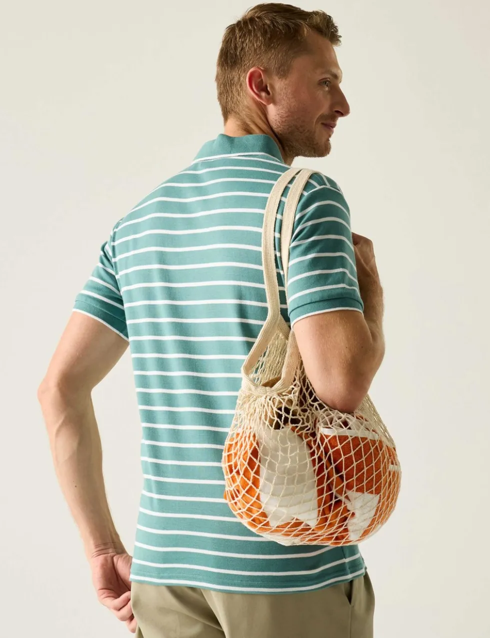 Tiver Pure Cotton Striped Polo Shirt
