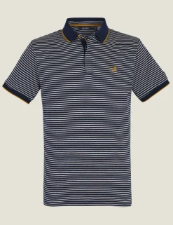 Tiver Pure Cotton Striped Tipped Polo Shirt