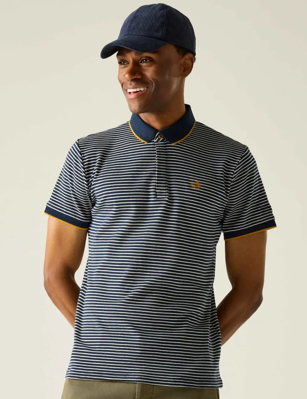 Tiver Pure Cotton Striped Tipped Polo Shirt