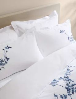 Trailing Cherry Blossom Embroidered Bedding Set