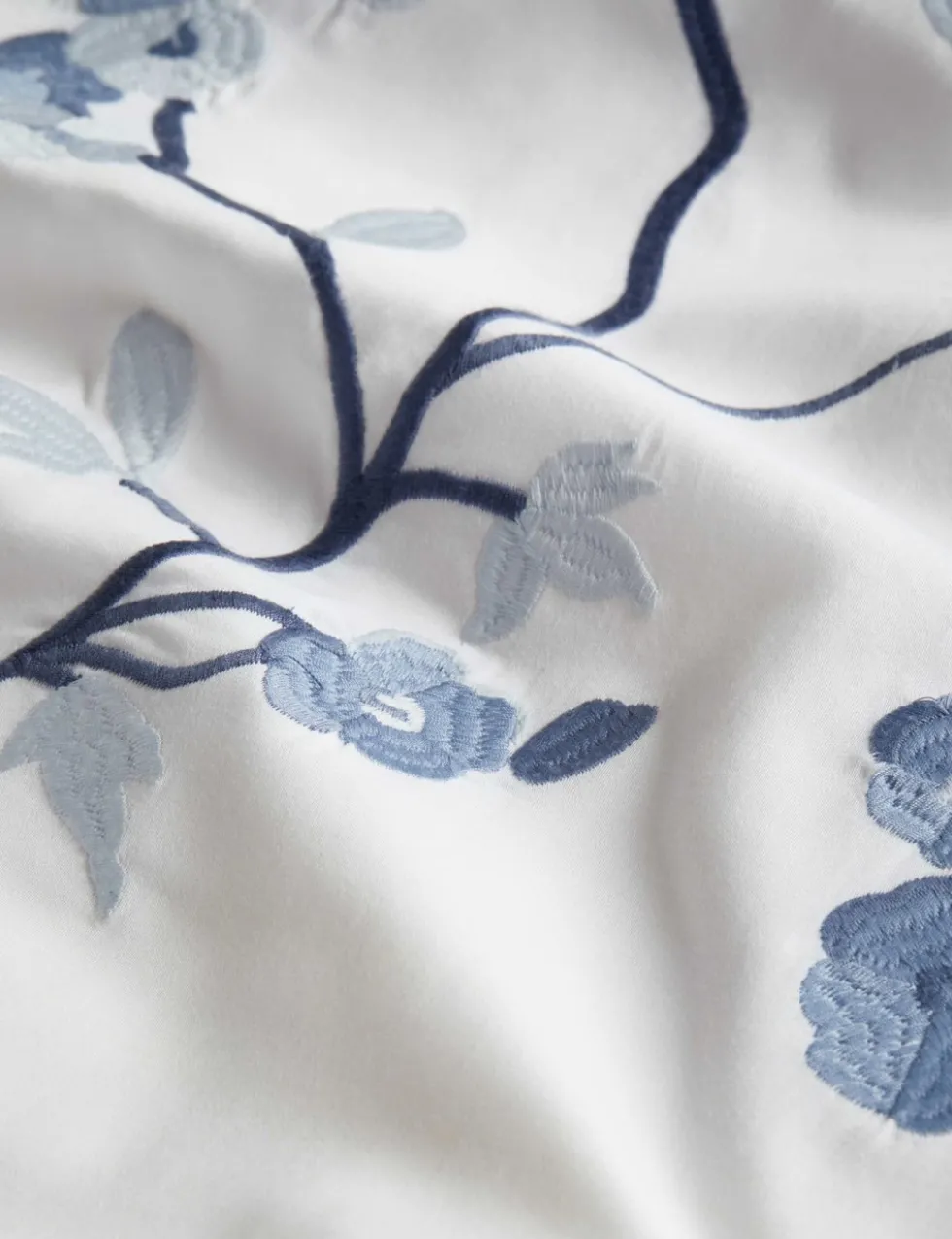Trailing Cherry Blossom Embroidered Bedding Set