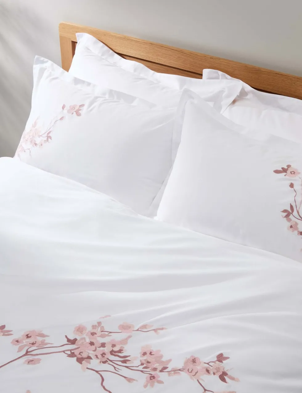 Trailing Cherry Blossom Embroidered Bedding Set