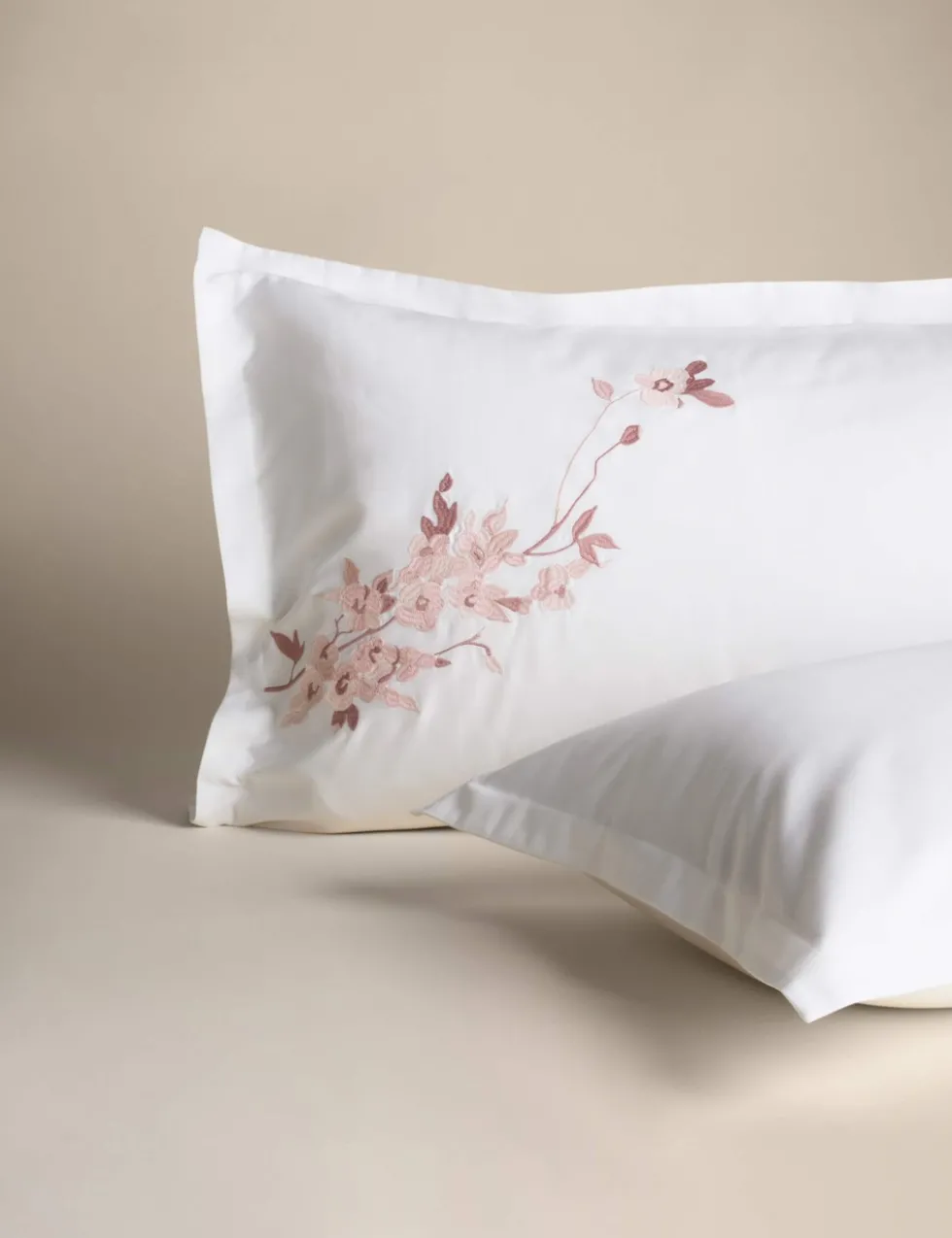 Trailing Cherry Blossom Embroidered Bedding Set