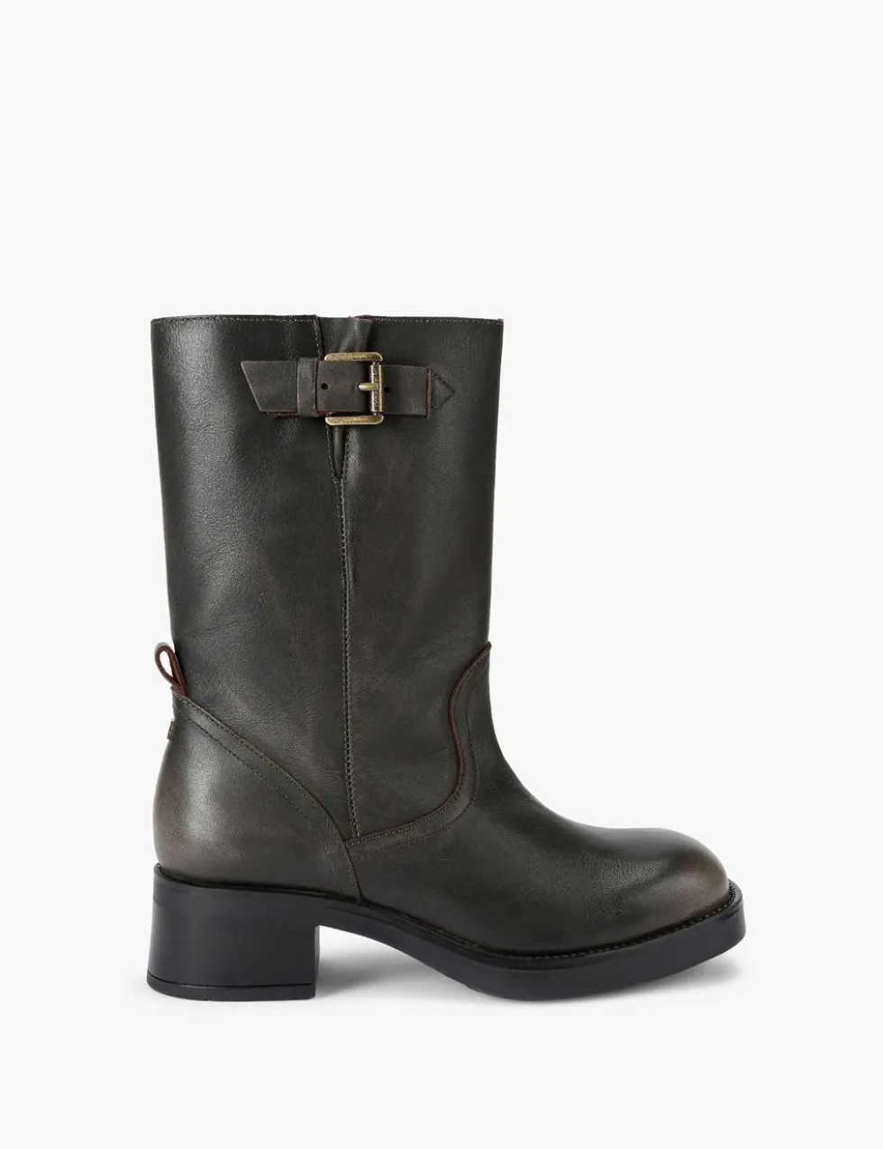 Trident Leather Block Heel Boots