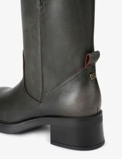 Trident Leather Block Heel Boots