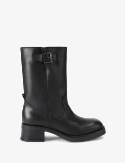 Trident Leather Block Heel Boots