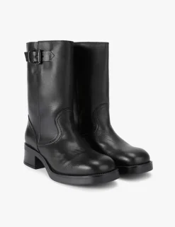 Trident Leather Block Heel Boots
