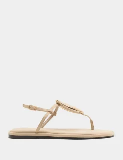 Trim Ankle Strap Flat Sandals