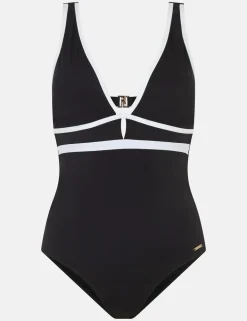 Trim Detail V-Neck Plunge Shaping Swimsuit