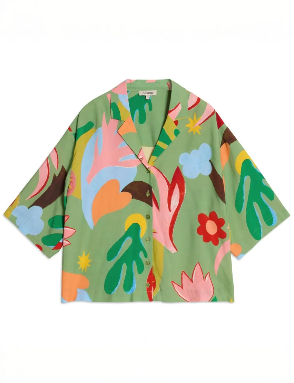 Tropical Print Collared Shirt
