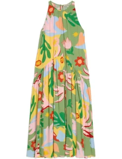Tropical Print Halterneck Maxi Dress