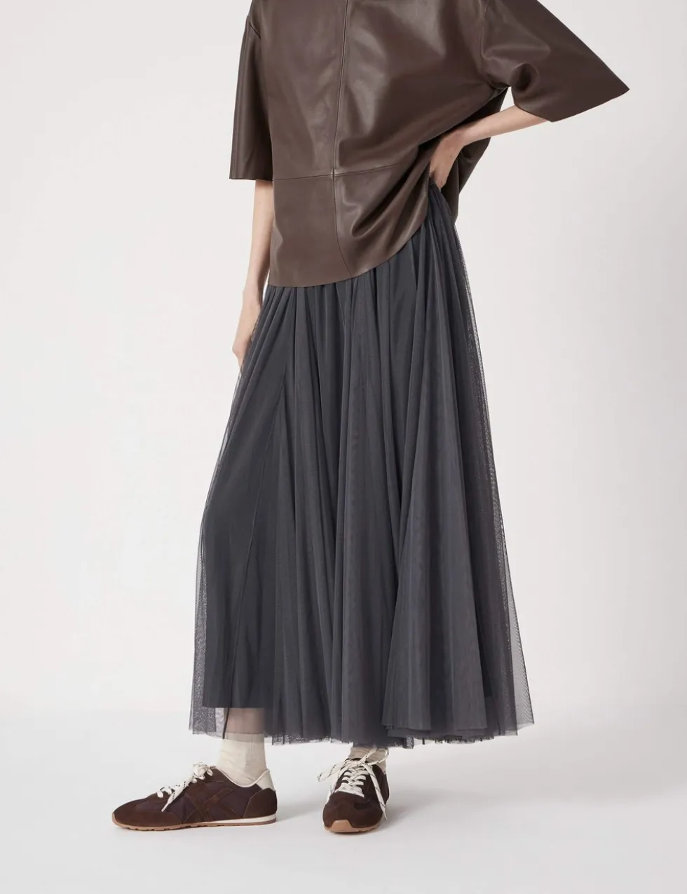 Tulle Pleated Midaxi Skirt