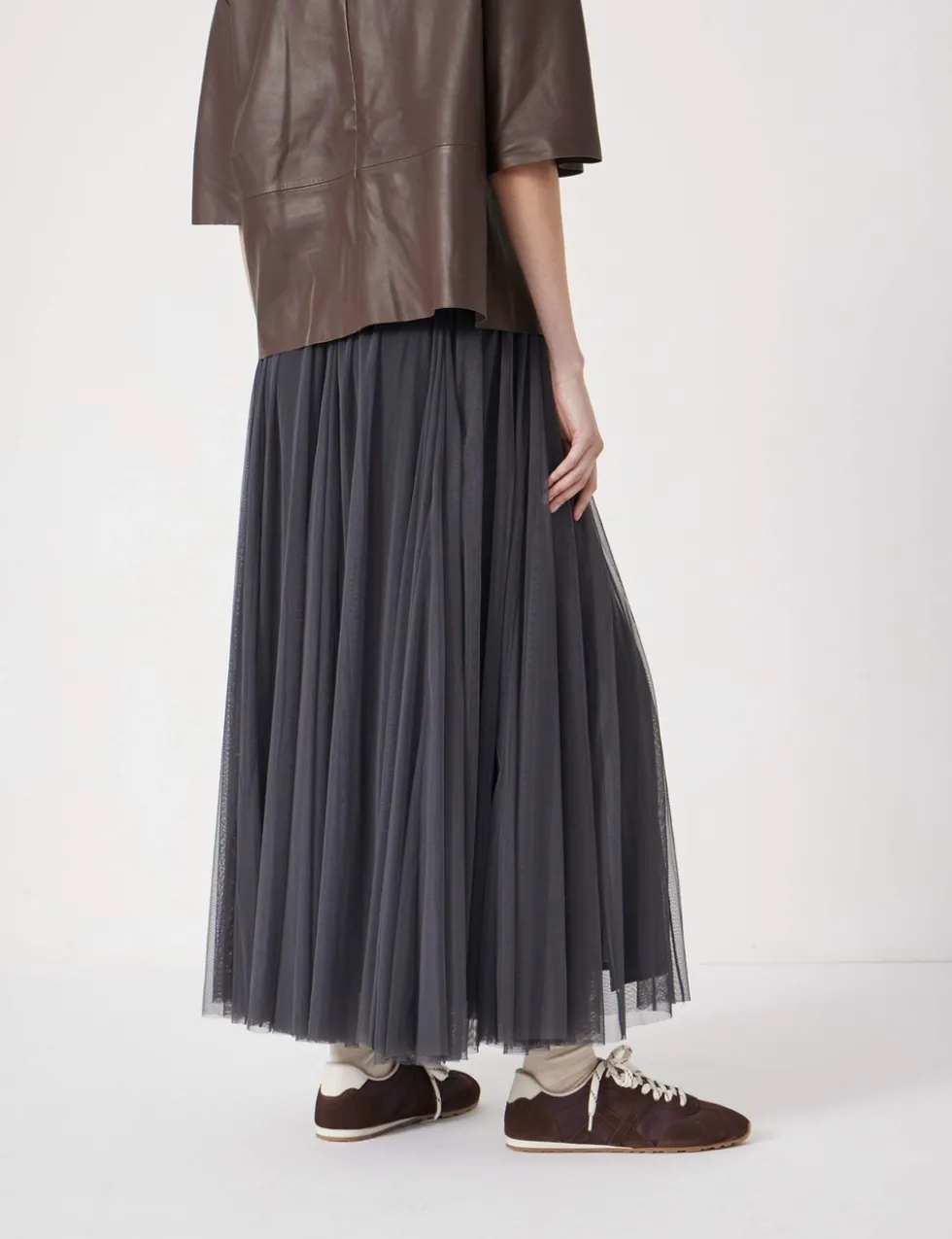 Tulle Pleated Midaxi Skirt