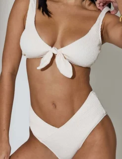 Tummy Control Crinkle Textured Bikini Bottoms