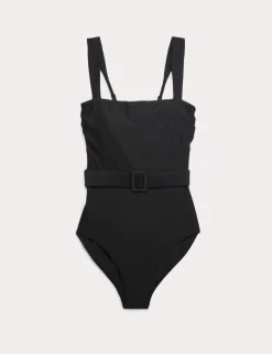 Tummy Control Honey Comb Textured Belted Swimsuit
