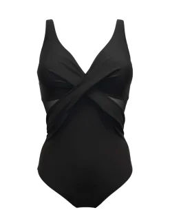 Tummy Control Mesh V-Neck Swimsuit