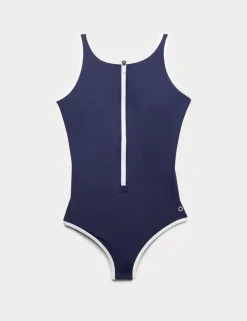 Tummy Control Padded Zip Up Swimsuit
