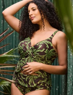 Tummy Control Palm Print Tankini Bottoms