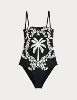 Tummy Control Printed Bandeau Swimsuit
