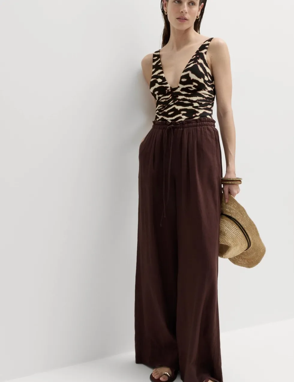 Tummy Control Printed Deep Plunge Swimsuit