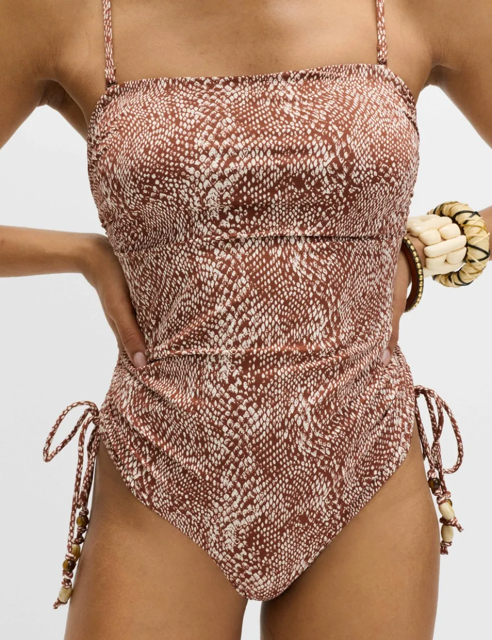 Tummy Control Printed Wired Bandeau Swimsuit