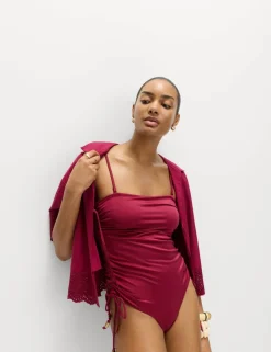 Tummy Control Sheen Wired Bandeau Swimsuit