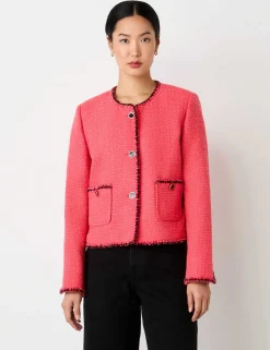 Tweed Collarless Short Jacket