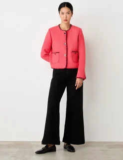 Tweed Collarless Short Jacket