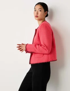Tweed Collarless Short Jacket