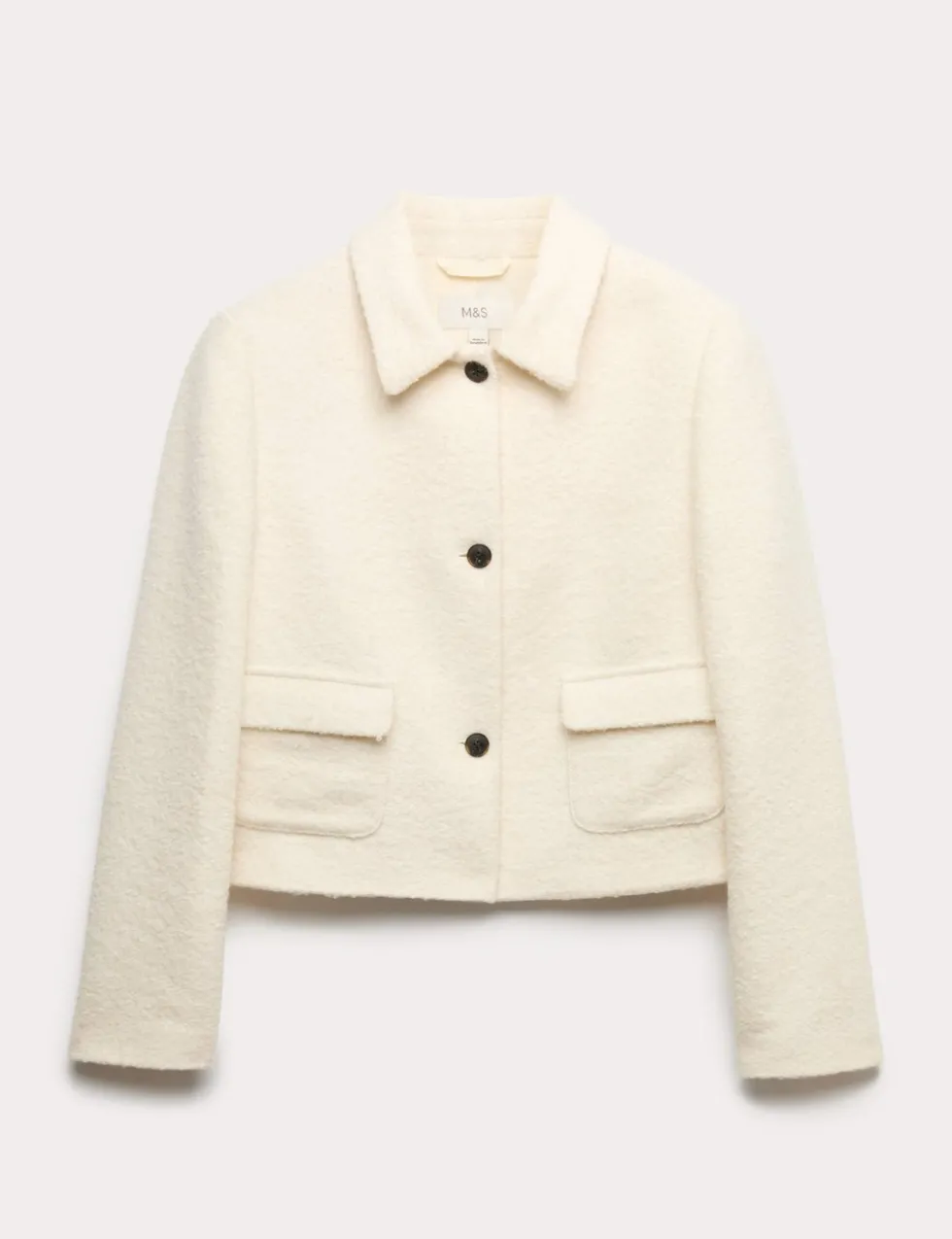 Tweed Textured Collared Jacket with Wool