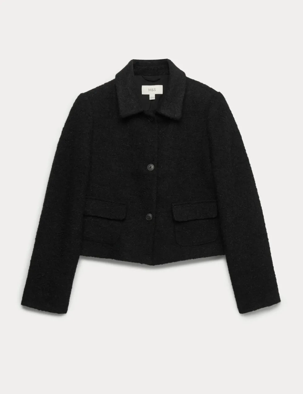 Tweed Textured Collared Jacket with Wool