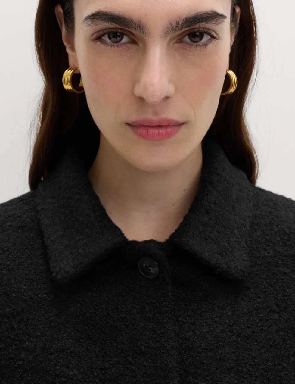Tweed Textured Collared Jacket with Wool