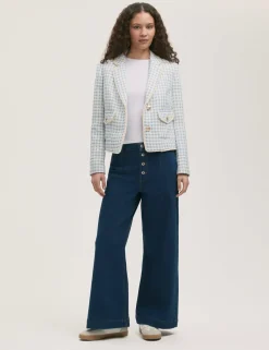 Tweed Textured Single Breasted Blazer