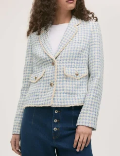 Tweed Textured Single Breasted Blazer