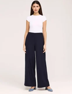 Twill Elasticated Waist Wide Leg Trousers